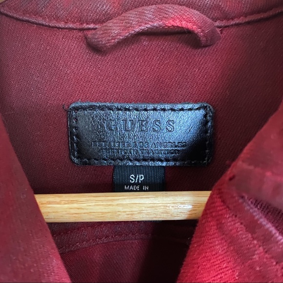 Dark Red Guess Jean Jacket - Picture 2 of 5